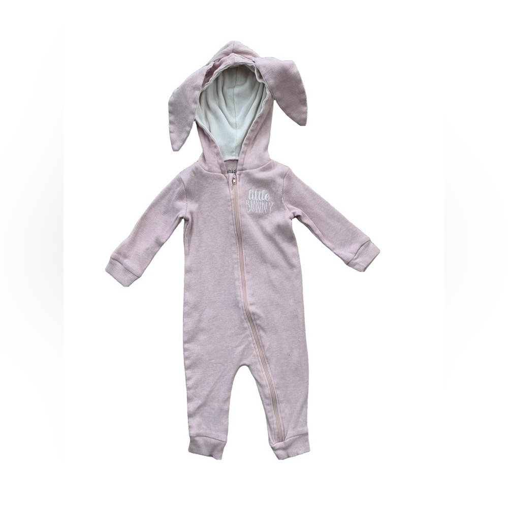 Chick Pea Size 6-9 Months Pink Easter Bunny Ears Hooded Jumpsuit Coverall